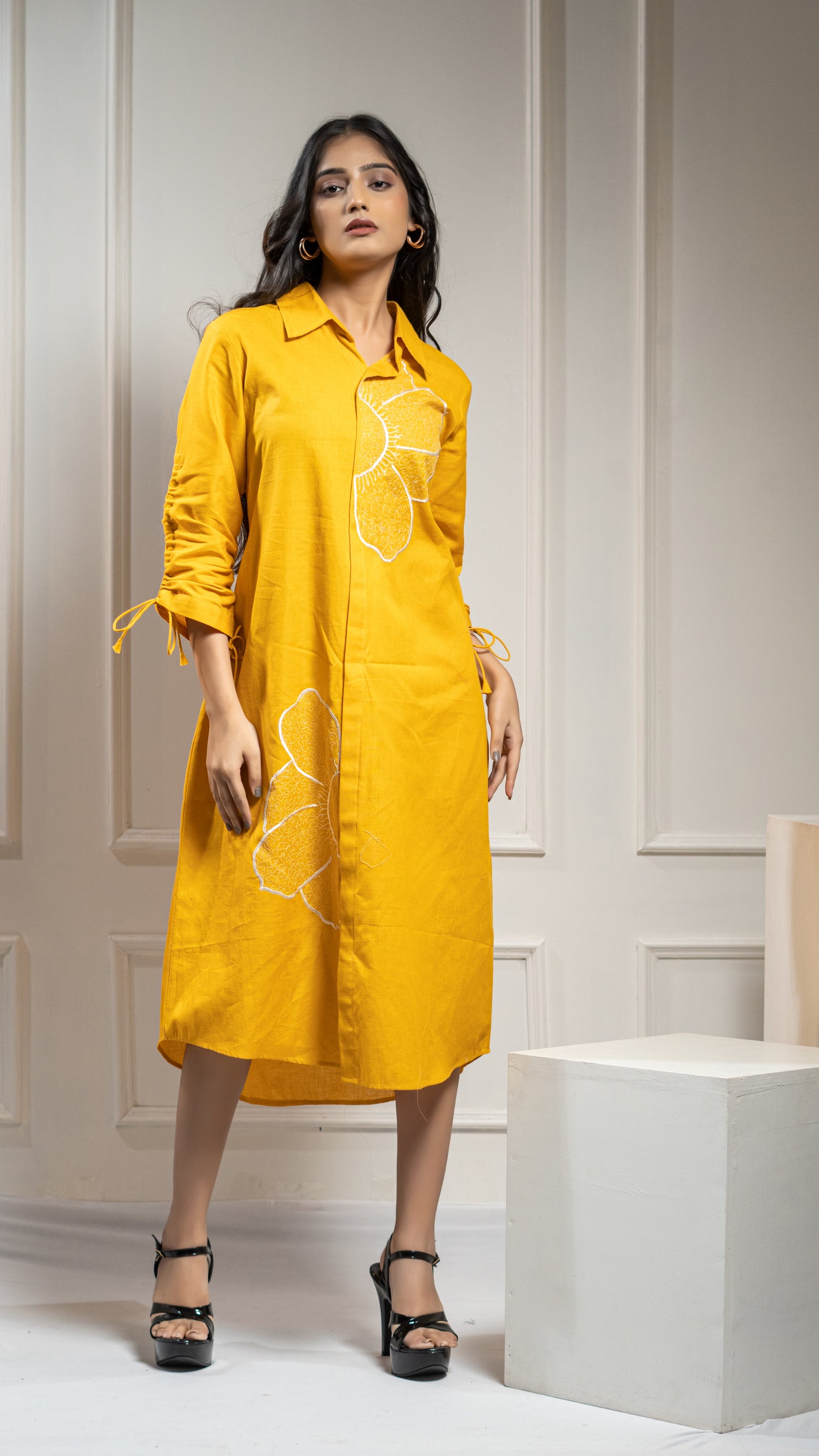 MUSTRED YELLOW ONE PIECE DRESS