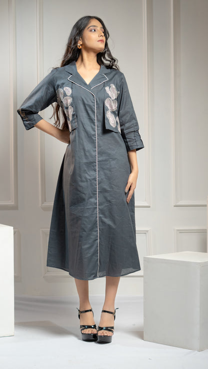 JACKET STYLE COTTON DRESS