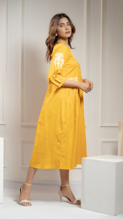 YELLOW ONE PIECE DRESS