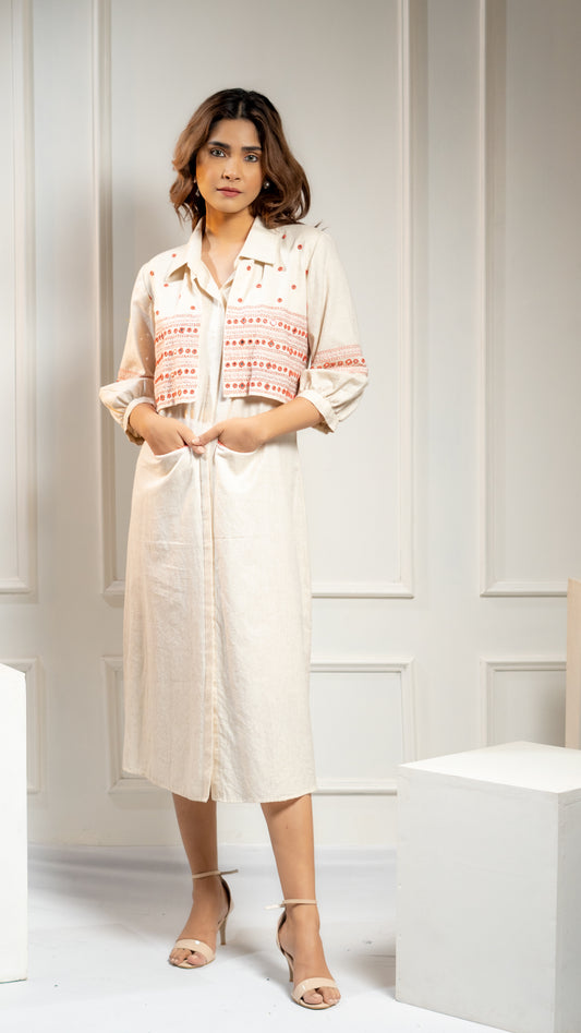 JACKET STYLE COTTON DRESS