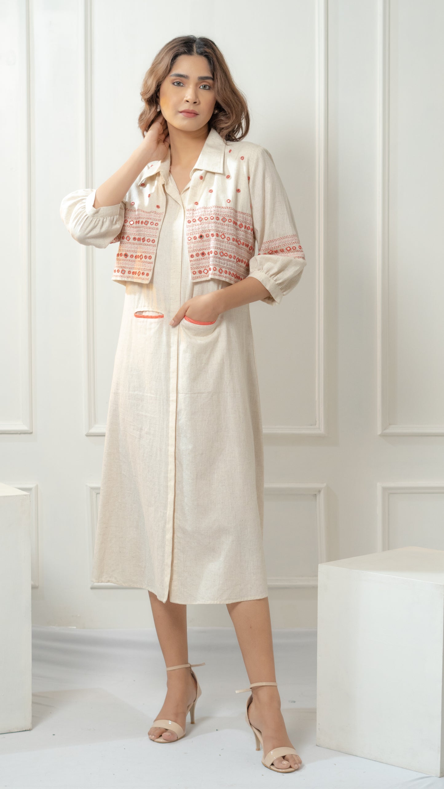 JACKET STYLE COTTON DRESS