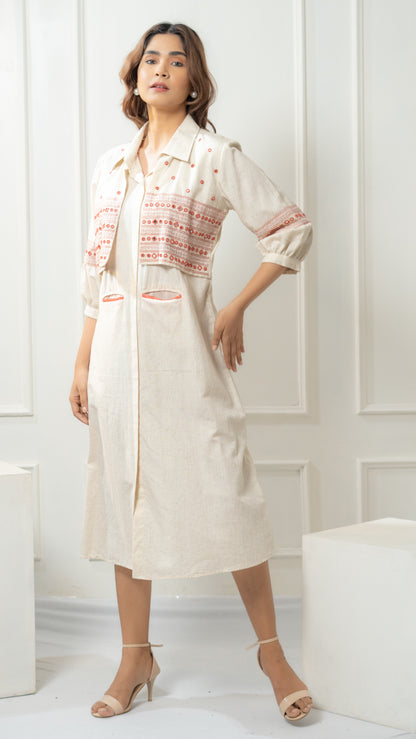 JACKET STYLE COTTON DRESS