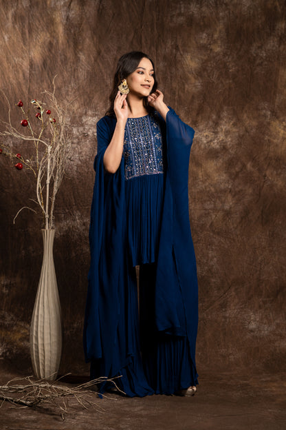 KAFTAN STYLE TUNIC PAIRED WITH SHARARA PANTS