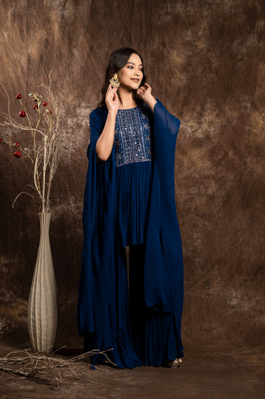 KAFTAN STYLE TUNIC PAIRED WITH SHARARA PANTS
