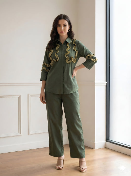 GREEN FRILL POPLIN CORDSETS
