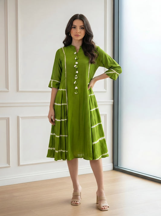 GREEN LAHARIYA TUNIC