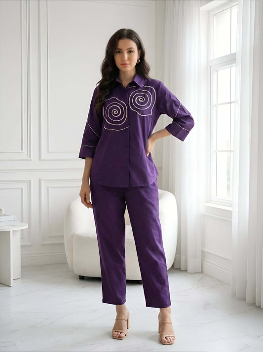 PURPLE SPIRAL POPLIN CORDSET