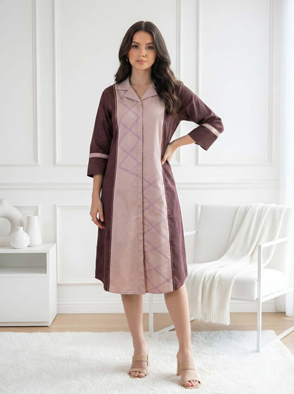 BROWN GRACE POPLIN DRESS