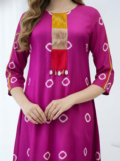 PINK BHANDEJ TUNIC
