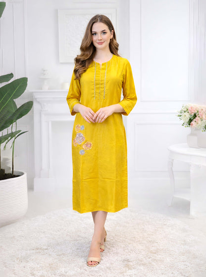 YELLOW A LINE TUNIC WITH SIDE SLIT