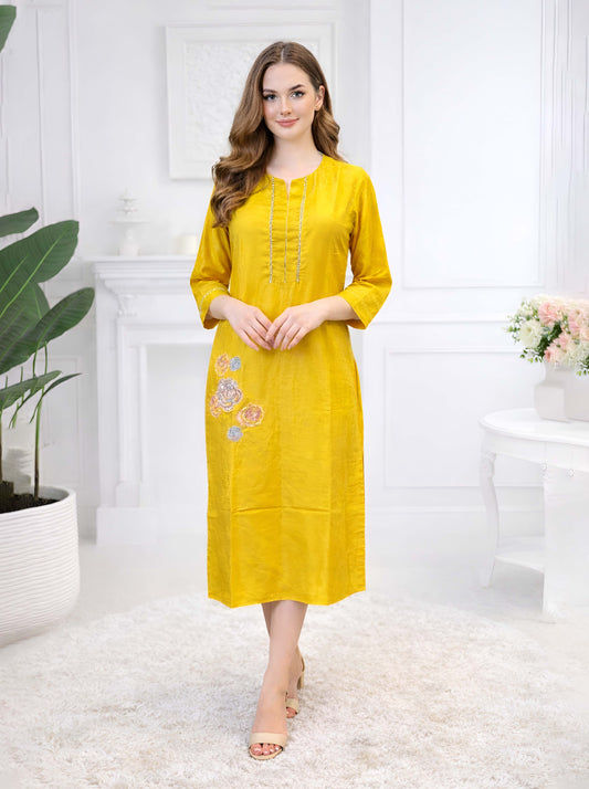 YELLOW A LINE TUNIC WITH SIDE SLIT