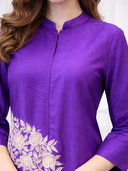 PURPLE STRAIGHT CUT PINTUC TUNIC
