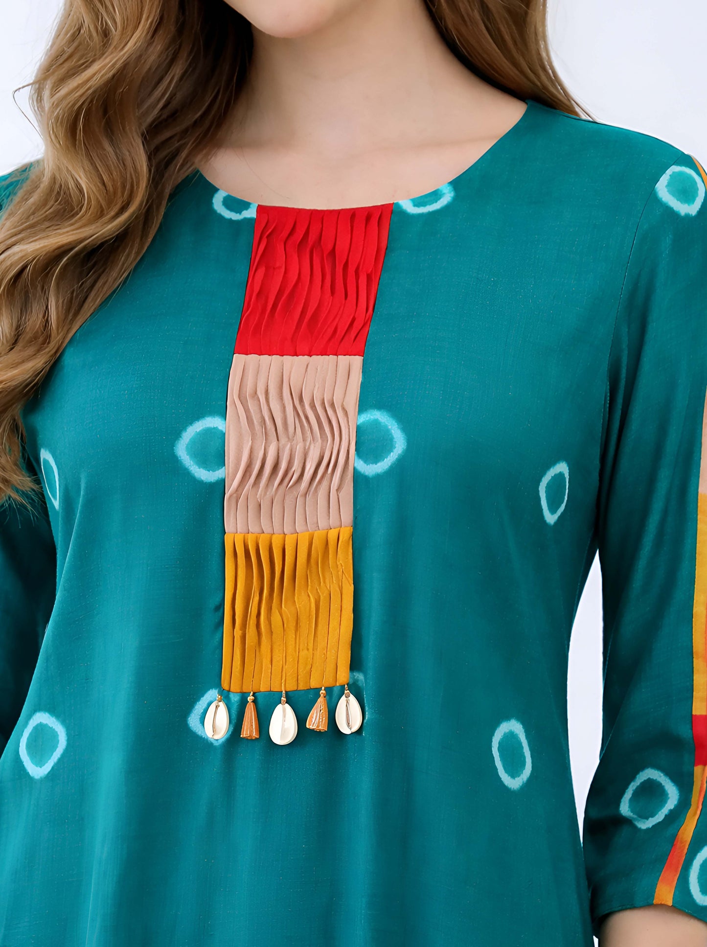 GREEN BHANDEJ TUNIC