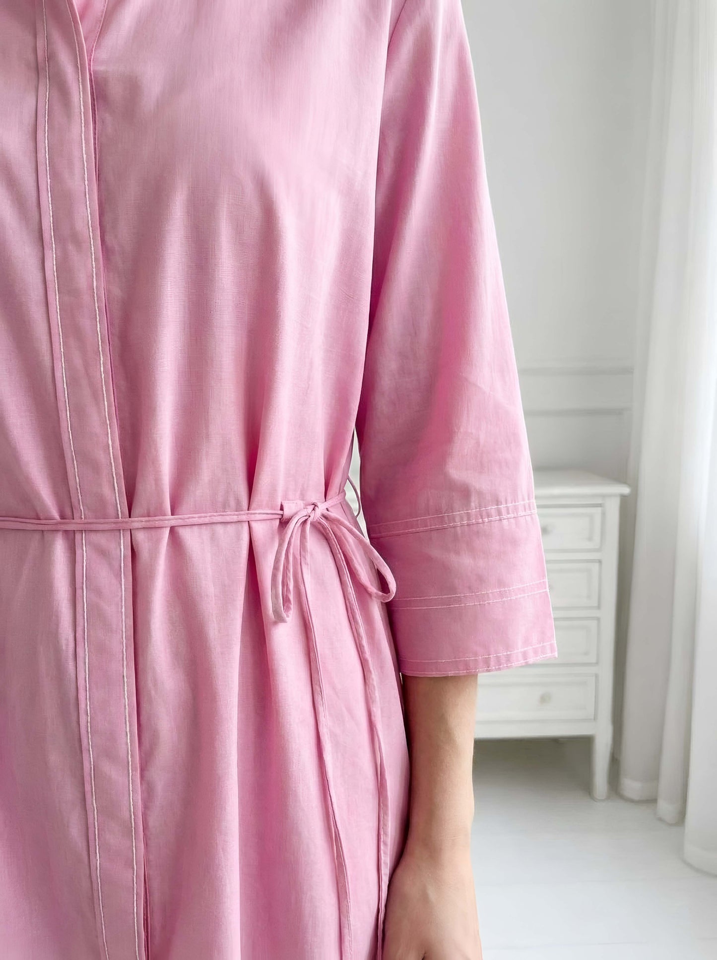 PINK STYLISH POPLIN DRESS