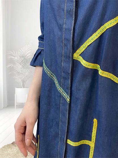 BLUE POPLIN SHIRT DRESS