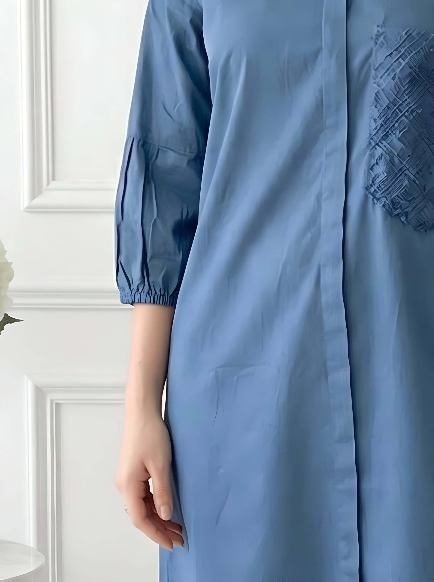 GREY TEXTURE POPLIN DRESS