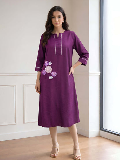 WINE A LINE TUNIC WITH SIDE SLIT
