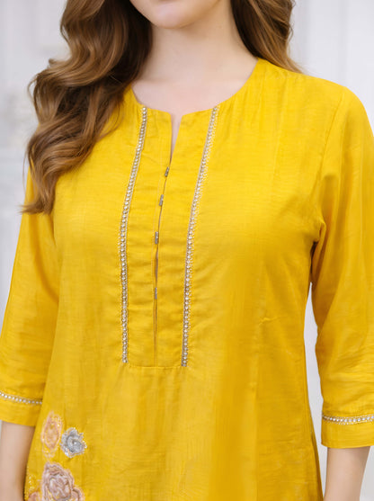 YELLOW A LINE TUNIC WITH SIDE SLIT