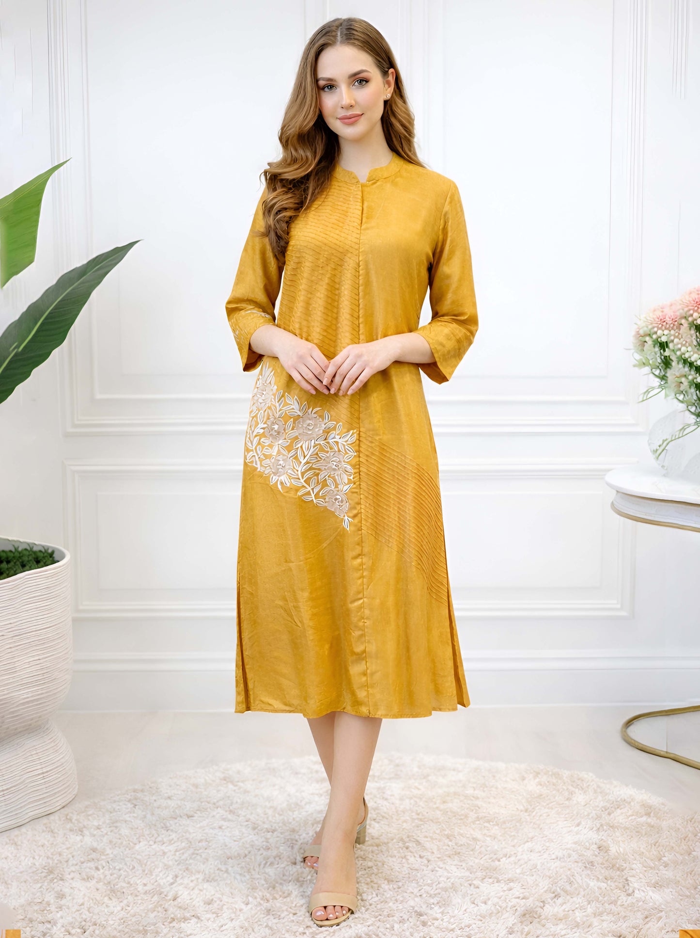 ORANGE STRAIGHT CUT PINTUC TUNIC