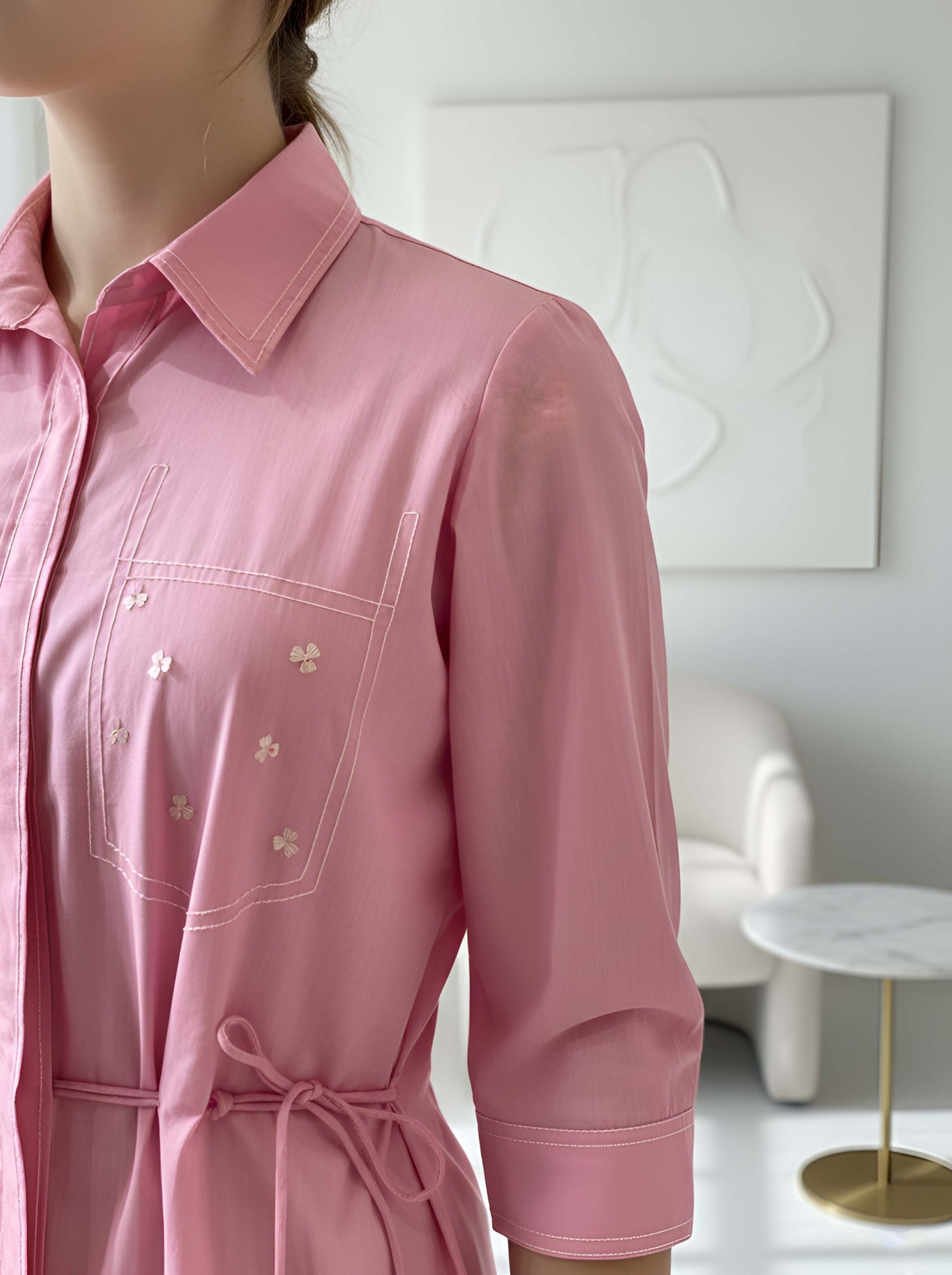 PINK STYLISH POPLIN DRESS