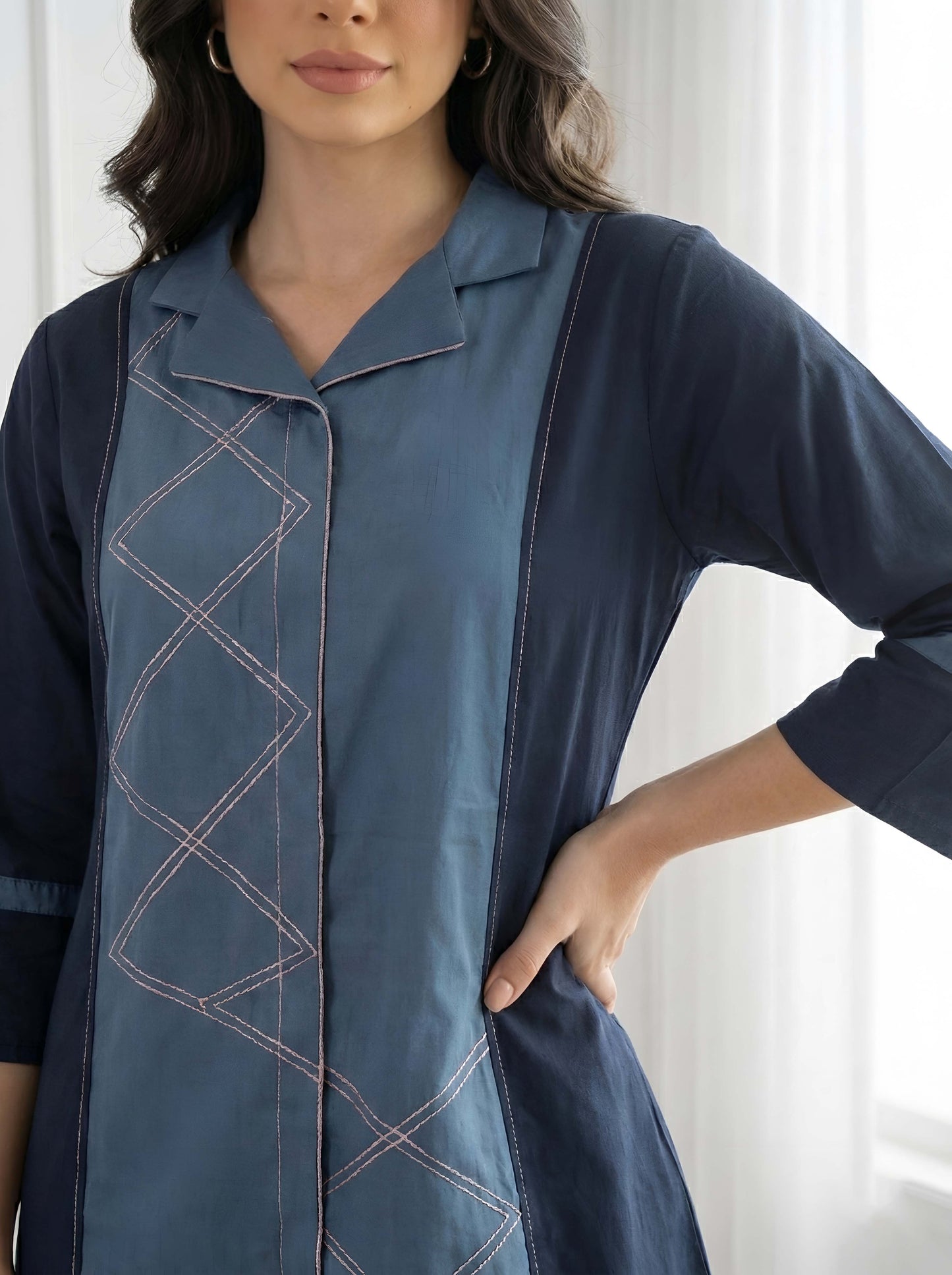 BLUE GRACE POPLIN DRESS