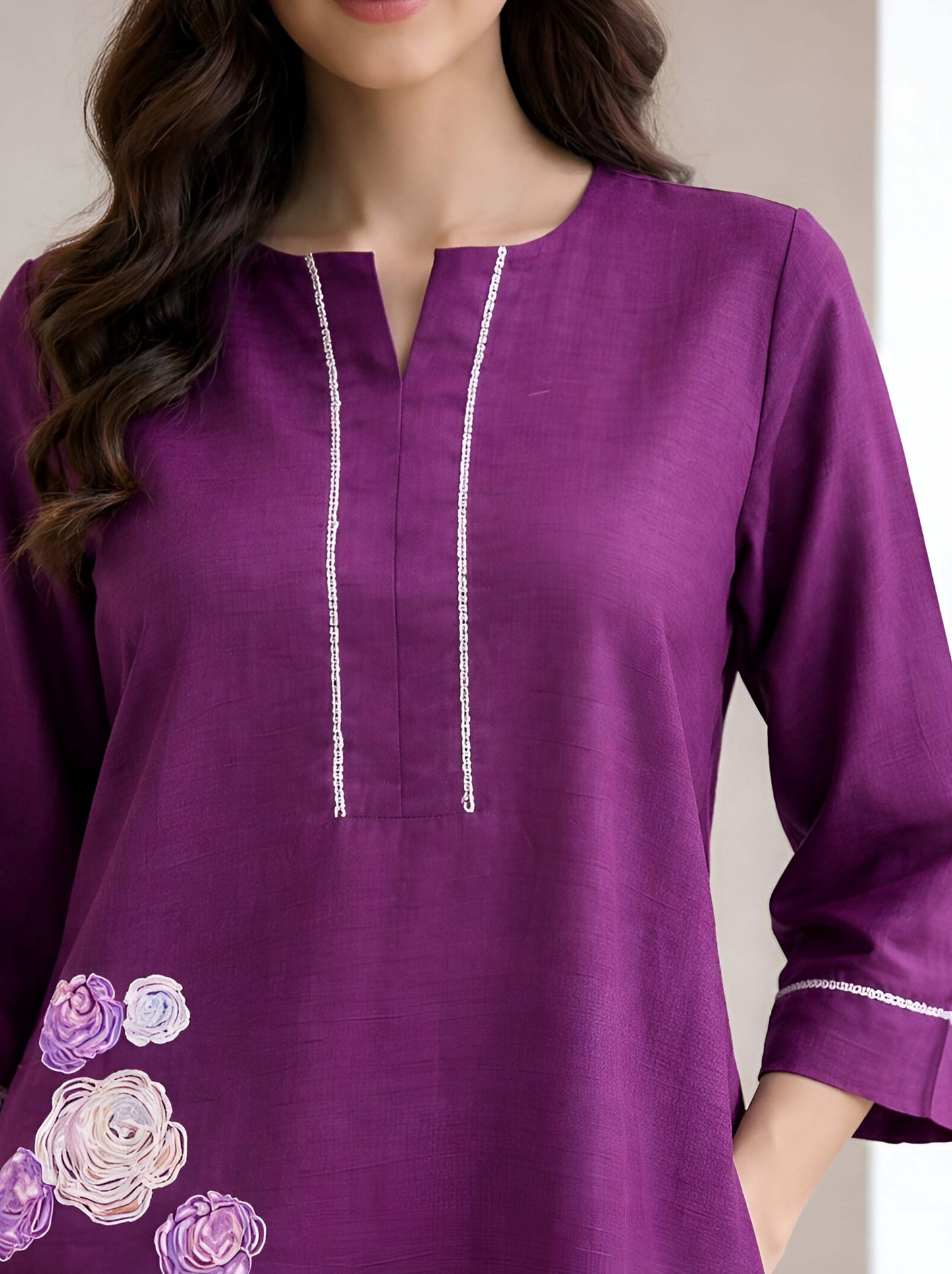WINE A LINE TUNIC WITH SIDE SLIT