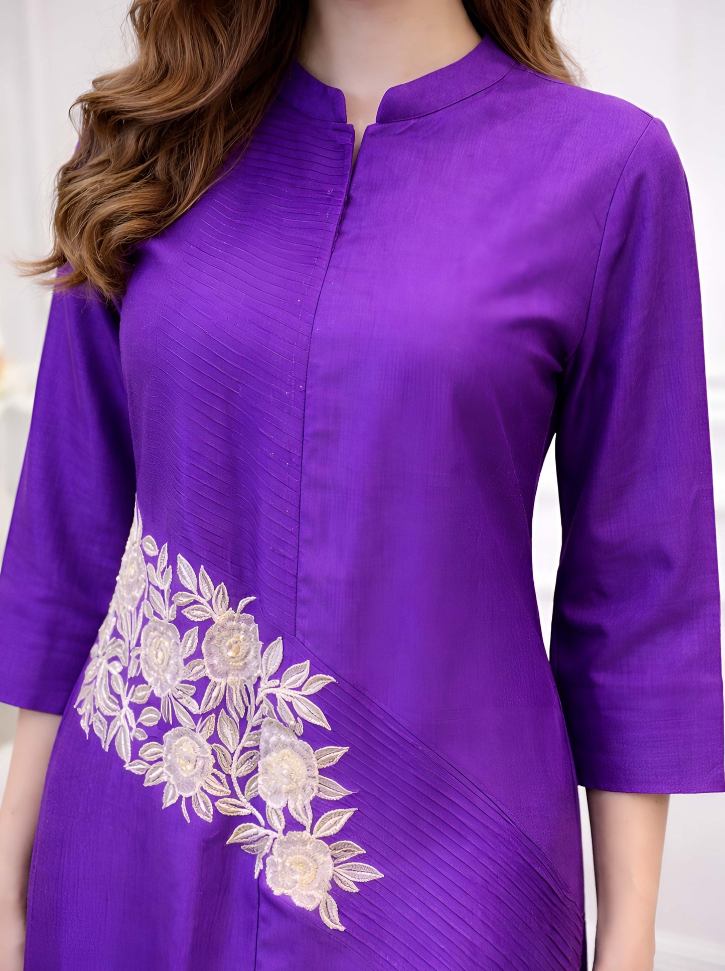 PURPLE STRAIGHT CUT PINTUC TUNIC