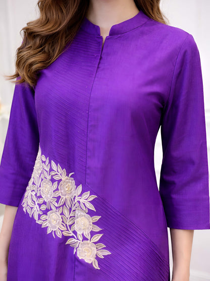 PURPLE STRAIGHT CUT PINTUC TUNIC