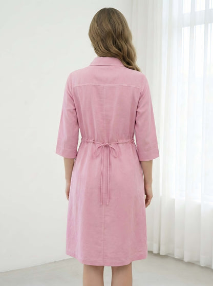 PINK STYLISH POPLIN DRESS