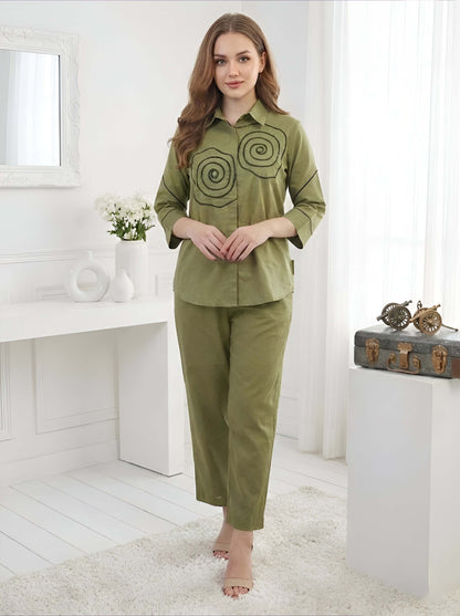 GREEN SPIRAL POPLIN CORDSET