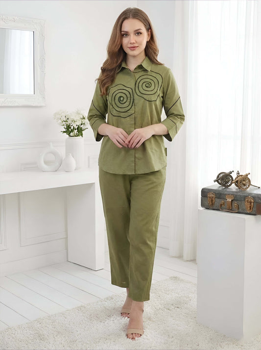 GREEN SPIRAL POPLIN CORDSET
