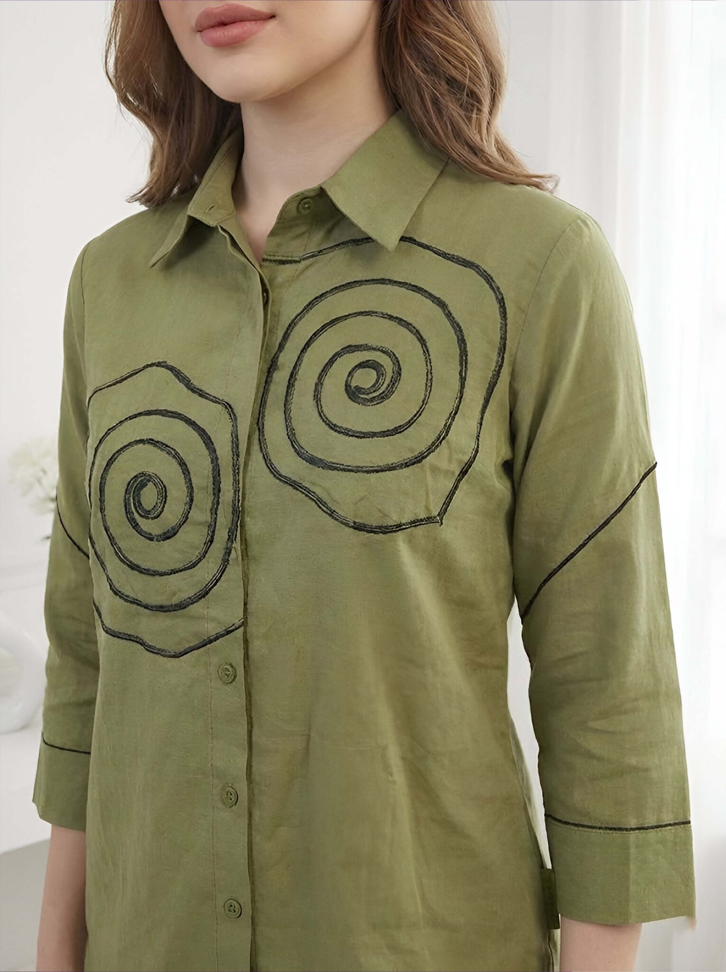 GREEN SPIRAL POPLIN CORDSET