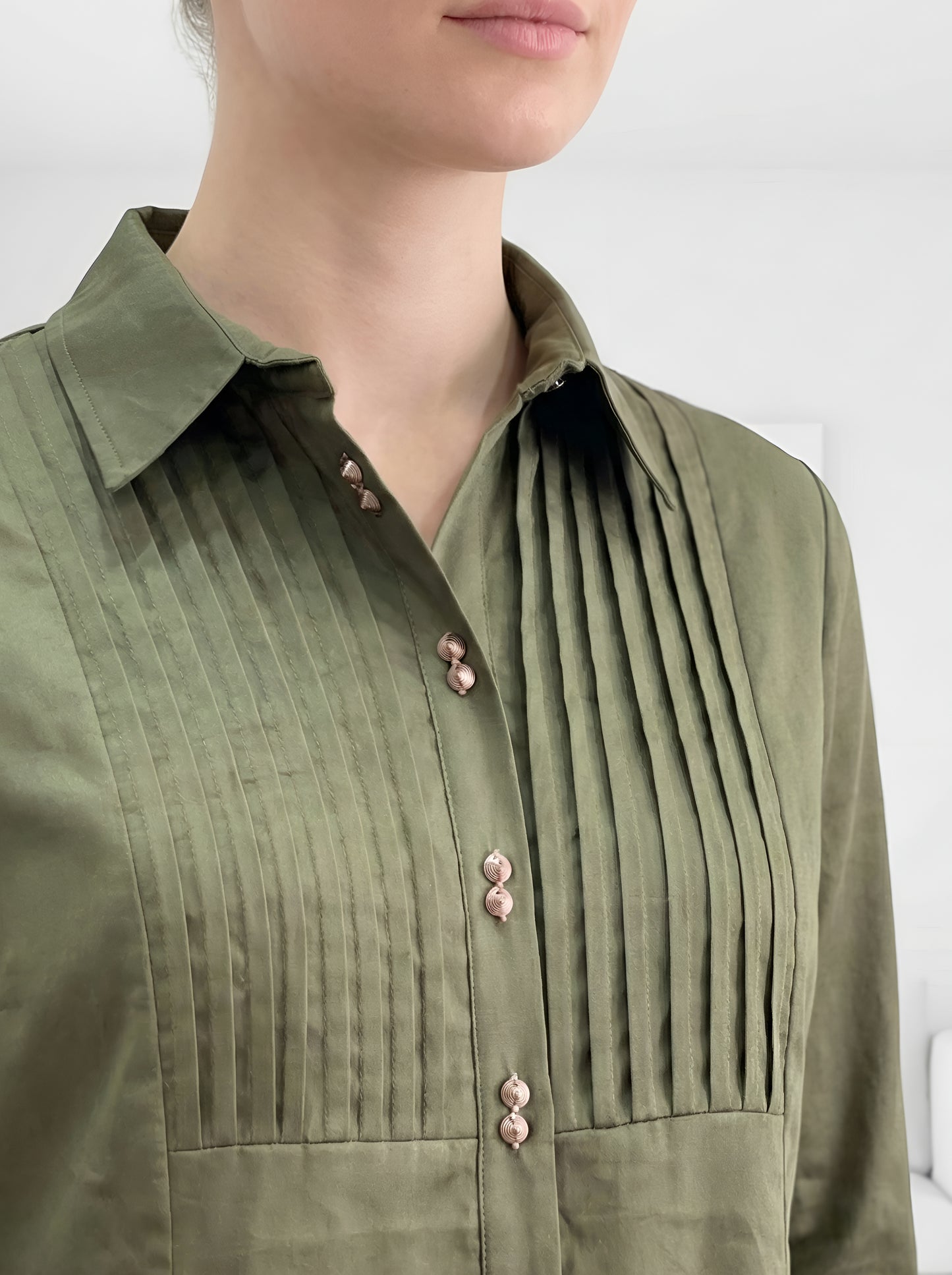OLIVE GREEN PLEATED POPLIN CORDSET