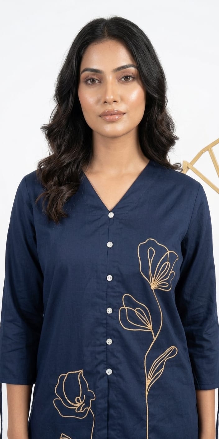 MIDNIGHT BLUE EMBROIDERD CO-ORD SET