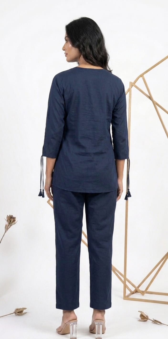 MIDNIGHT BLUE EMBROIDERD CO-ORD SET