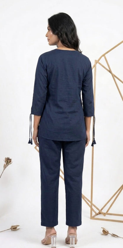 MIDNIGHT BLUE EMBROIDERD CO-ORD SET