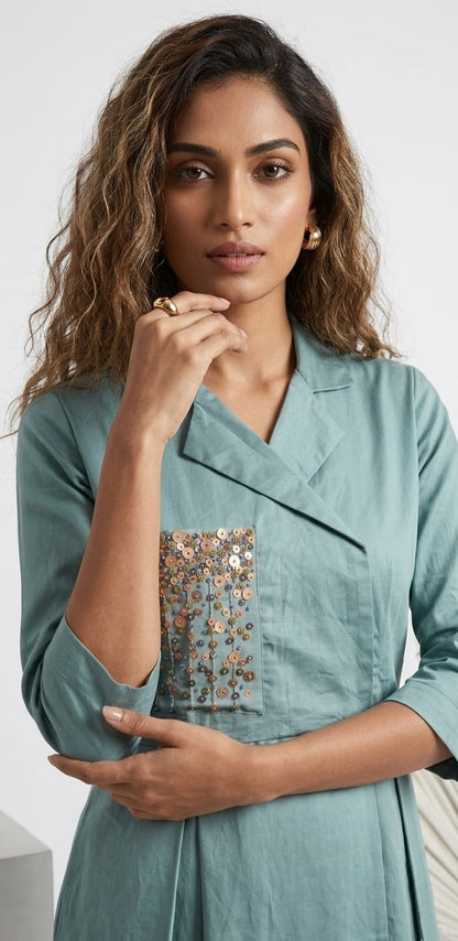 AQUA BLUE MIDIUM LENGTH DRESS