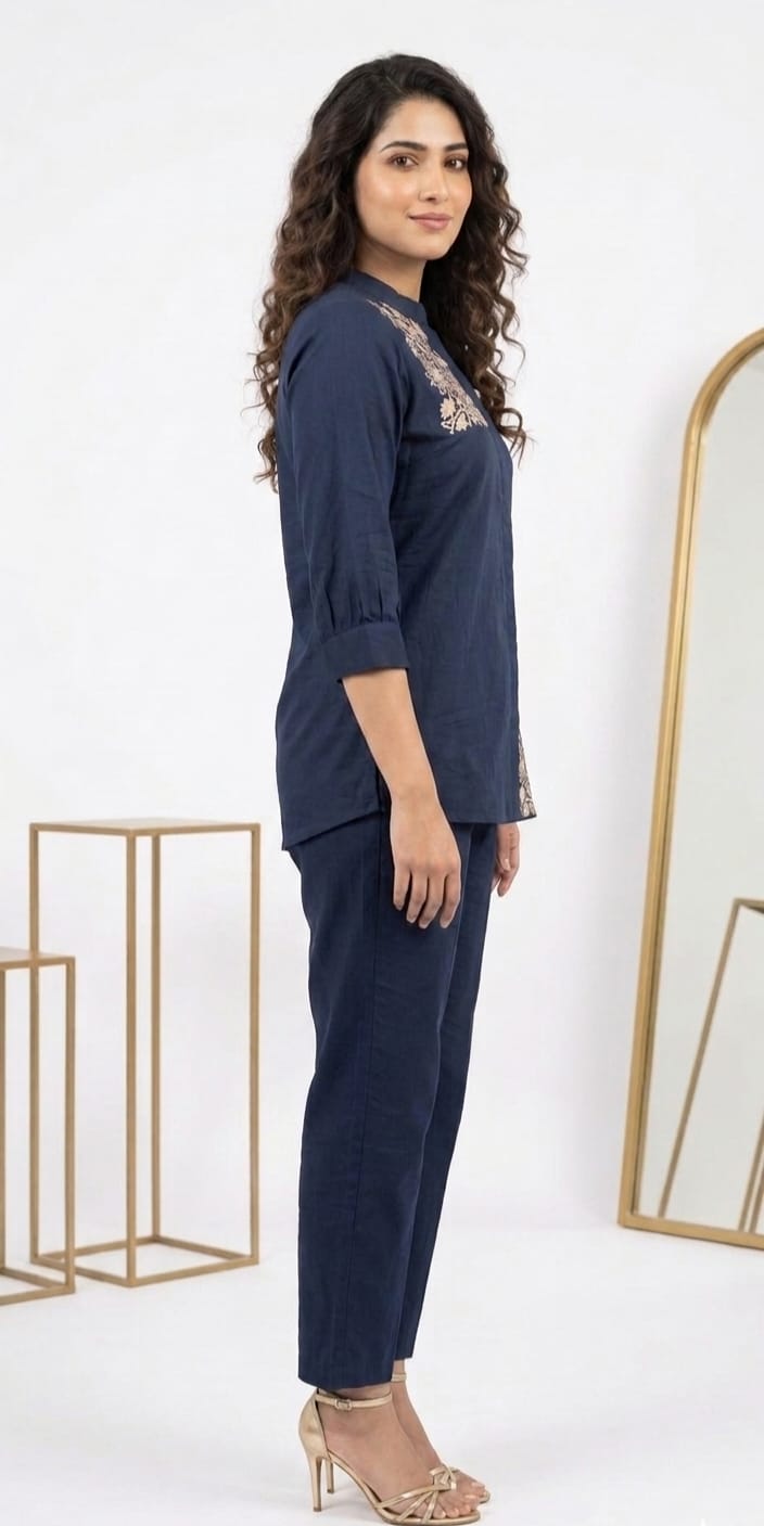 MIDNIGHT BLOOM EMBROIDERD CO-ORD SET