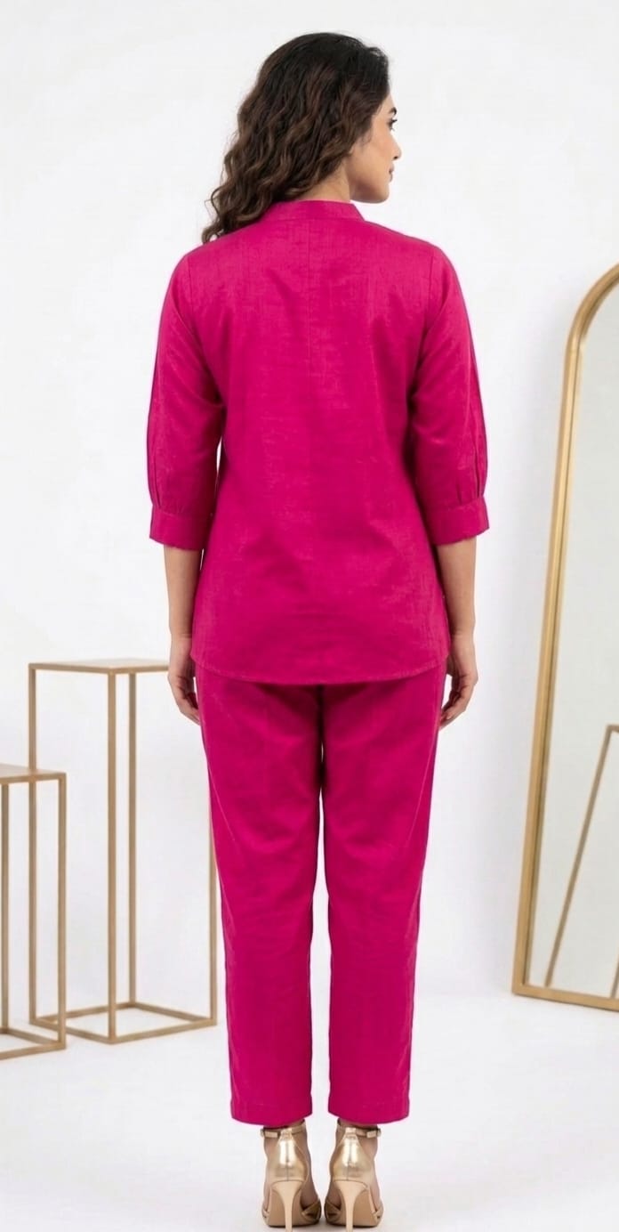 Fuchsia Bloom Embroidered Co-ord Set