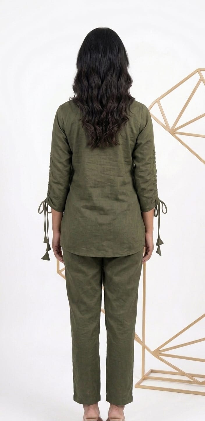 GREEN BLOOM EMBROIDERD CO-ORD SET