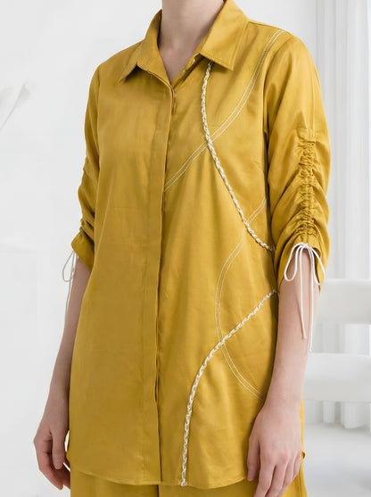 YELLOW BRAIDED POPLIN CORDSET