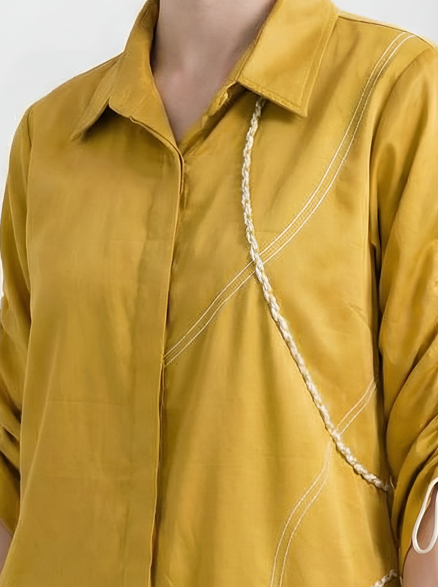 YELLOW BRAIDED POPLIN CORDSET