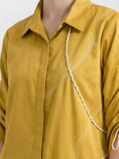 YELLOW BRAIDED POPLIN CORDSET
