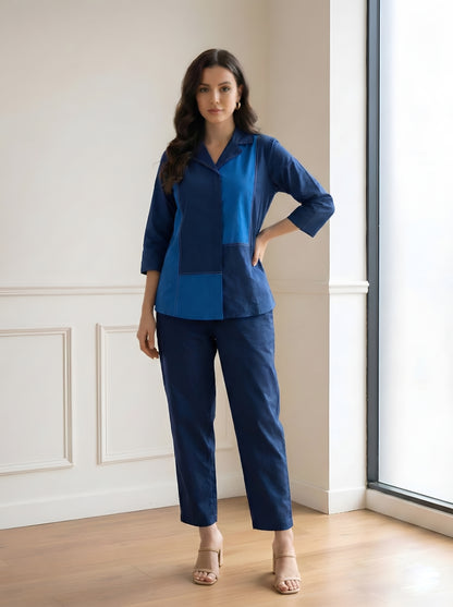 NAVY BLUE COLOUR BLOCKING CORDSET