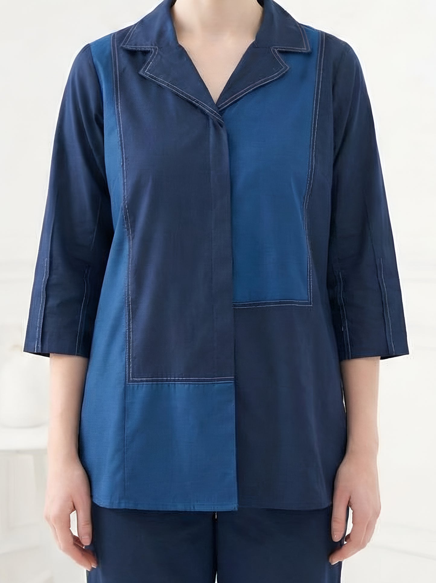 NAVY BLUE COLOUR BLOCKING CORDSET