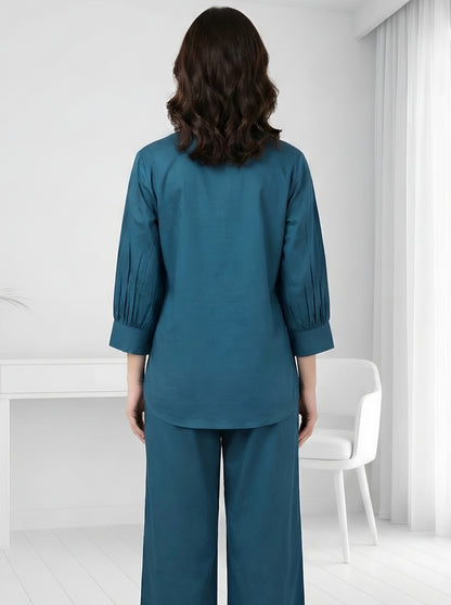 TEEL BLUE EMBROIDED POPLIN CORDSETS