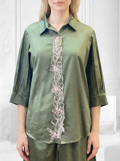 GREEN EMBROIDED POPLIN CORDSETS