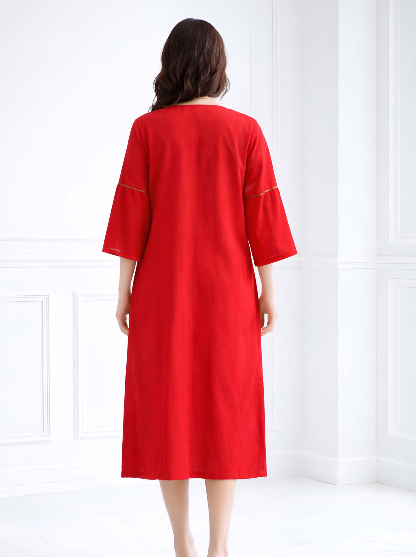 RED MACHINE EMBROIDED STRAIGHT CUT TUNIC