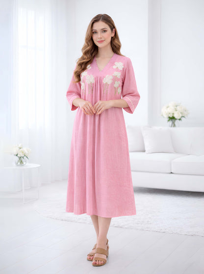 PINK EMBROIDED ALINE TUNIC