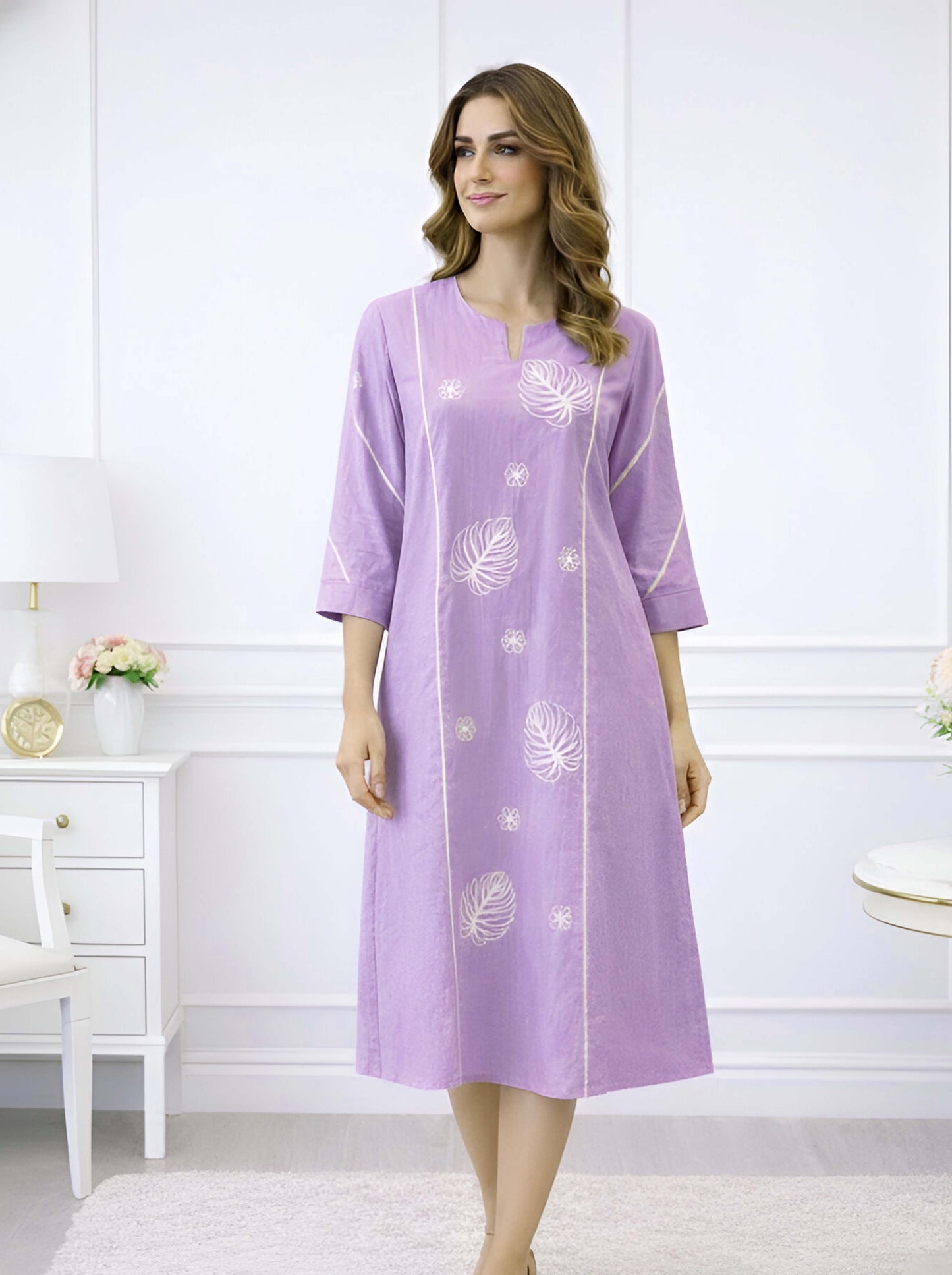PURPLE MACHINE EMBROIDED ALINE TUNIC